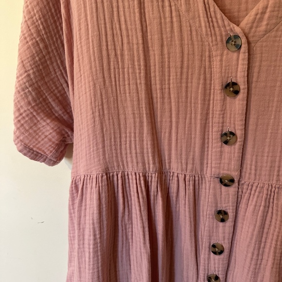 Madewell Lightspun button front mini dress pink dusty rose XL - Picture 3 of 6